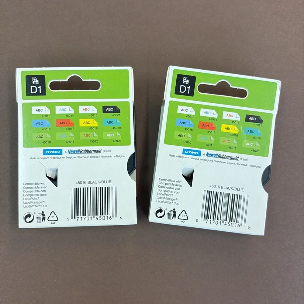 🟢 FREE WITH ANY PURCHASE OVER $10. (2) DYMO D1 Label 1/2” x 23’ Black on Blue